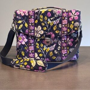 Vera Bradley Blue Purple Floral Quilted Women's Multi-purpose Bag